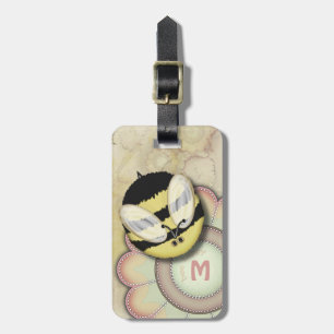 Étiquette À Bagage Monogramme personnalisé heureux d'abeille