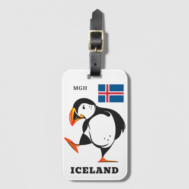 Étiquette À Bagage Monogramme personnalisé Islande (Devant Vertical)