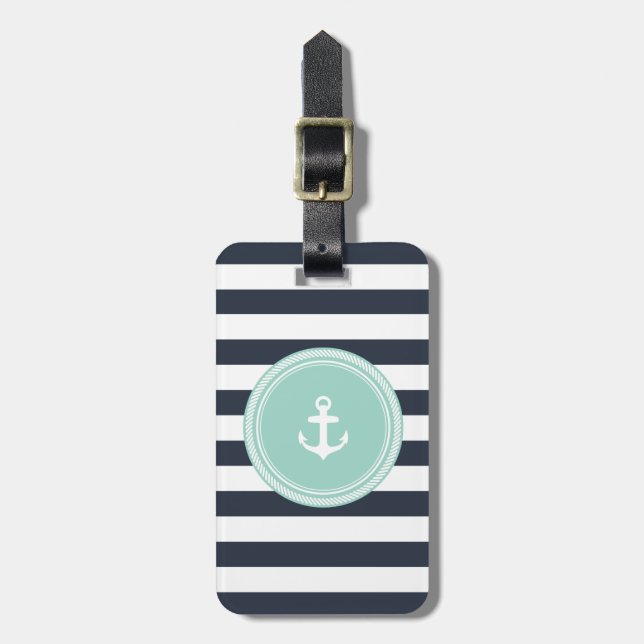 Étiquette À Bagage Monogramme Personnalisé Mer et Marine Nautique (Devant Vertical)