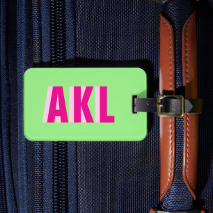 Étiquette À Bagage Monogramme personnalisé ombre rose vert personnali