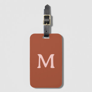 Étiquette À Bagage Monogramme personnalisé orange brûlé