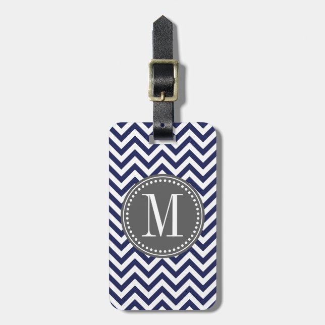 Étiquette À Bagage Monogramme personnalisé par zigzag de Chevron de (Devant Vertical)