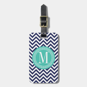 Étiquette À Bagage Monogramme personnalisé par zigzag de Chevron de
