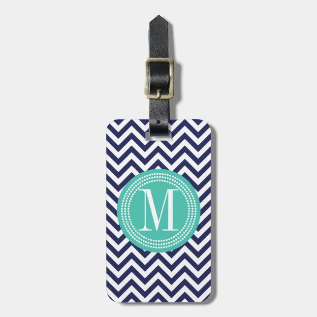 Étiquette À Bagage Monogramme personnalisé par zigzag de Chevron de (Devant Vertical)