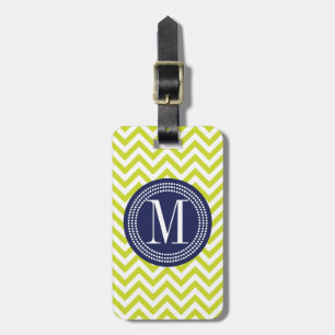 Étiquette À Bagage Monogramme personnalisé par zigzag de Chevron de