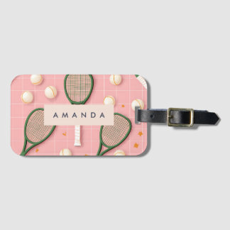 Étiquette À Bagage Monogramme Personnalisé Retro Tennis Racket Motif