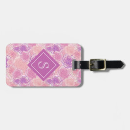 Étiquette À Bagage Monogramme personnalisé Rose rétro