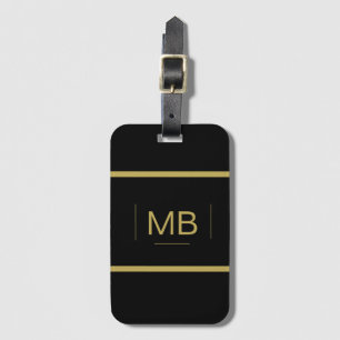 Étiquette À Bagage Monogramme personnalisé simple et élégant Couleur 