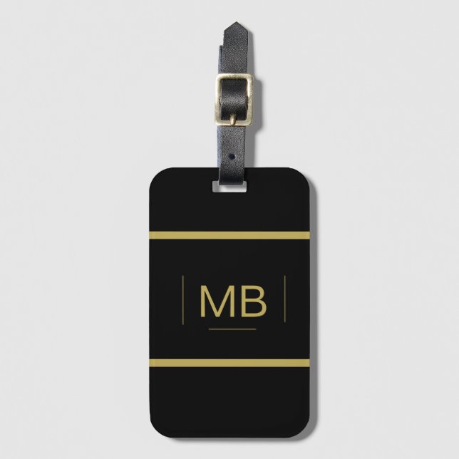 Étiquette À Bagage Monogramme personnalisé simple et élégant Couleur  (Devant Vertical)