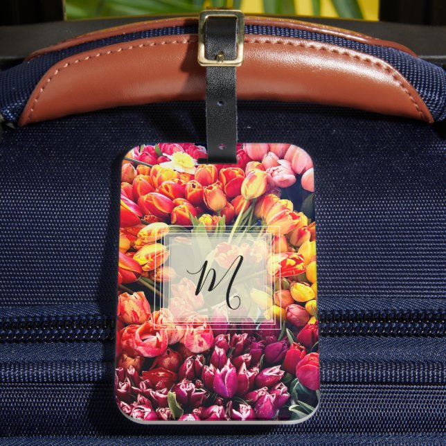 Étiquette À Bagage Monogramme personnalisé sur les tulipes (Insitu Rectoal 2)