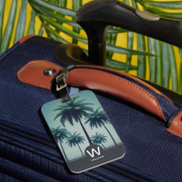 Étiquette À Bagage Monogramme personnalisé tropical