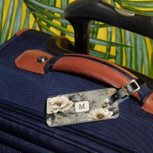 Étiquette À Bagage Monogramme personnalisé vintage Crem Rose