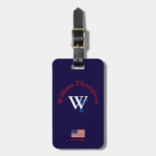 Étiquette À Bagage monogramme personnalisé voyageur aux États-Unis