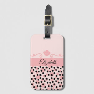 Étiquette À Bagage Monogramme Pink Black Leopard Cheetah Imprimer ten