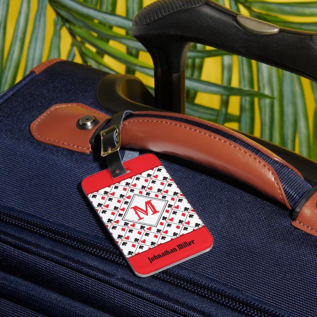 Étiquette À Bagage Monogramme Poker Personnalisé Jouer Un Costume Car (Insitu Rectoal 1)
