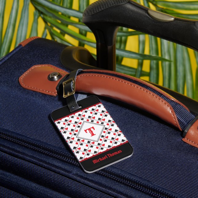 Étiquette À Bagage Monogramme Poker Personnalisé Jouer Un Costume Car (Insitu Rectoal 1)