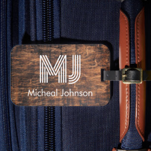 Étiquette À Bagage Monogramme Première expédition en acajou bois