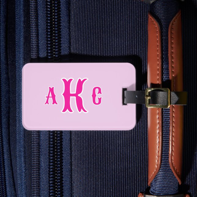 Étiquette À Bagage Monogramme Prépa Personnalisé Rose et Lilas (Insitu Rectoal 4)