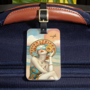 Étiquette À Bagage Monogramme Rétro Glam Summer Beach Vibes Femme