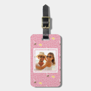 Étiquette À Bagage Monogramme rose du motif   de crème glacée d'été