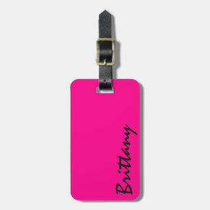 Étiquette À Bagage Monogramme rose et noir au néon lumineux à la mode
