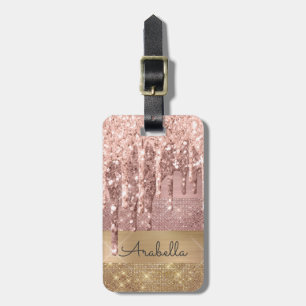 Étiquette À Bagage Monogramme Rose Gold Parties scintillant Driving G