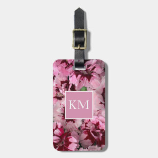 Étiquette À Bagage Monogramme rose oeillet Janvier Fleur d'anniversai