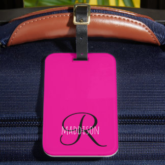 Étiquette À Bagage Monogramme Rose Personnalisé