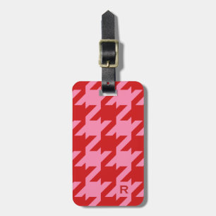 Étiquette À Bagage Monogramme rouge et rose moderne audacieux de