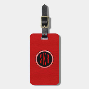 Étiquette À Bagage Monogramme Rouge Faux en cuir