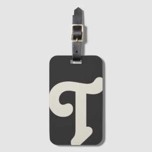Étiquette À Bagage Monogramme simple Crème noire initiale