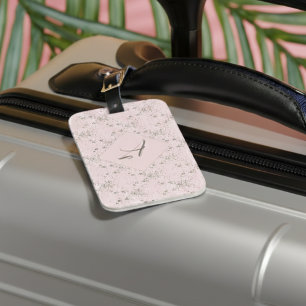 Étiquette À Bagage Monogramme simple Elegant Blush Parties scintillan