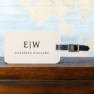 Étiquette À Bagage Monogramme simple neutre professionnel minimaliste
