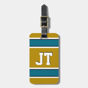 Étiquette À Bagage Monogramme turquoise et Gold Sport