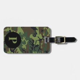Étiquette À Bagage Monogramme Vert Brown noir Camouflage Cercle