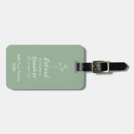 Étiquette À Bagage Monogramme vert de l'enseignant retraité customisé