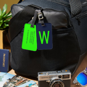 Étiquette À Bagage Monogramme vert néon tendance