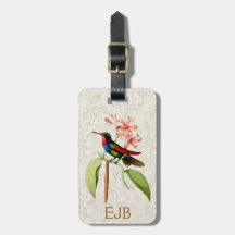 Monogramme vintage d'art de colibri de saphir