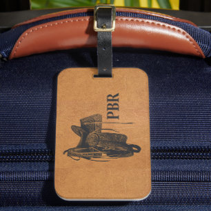 Étiquette À Bagage Monogramme vintage de selle de cheval de l'Ouest