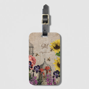 Étiquette À Bagage Monogramme Vintage Rucher Abeille à Miel & Tournes