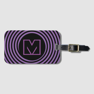 Étiquette À Bagage Monogramme vortex spirale violet cool