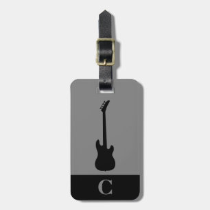 Étiquette À Bagage Monogramme Voyage Musique basse électrique Guitare