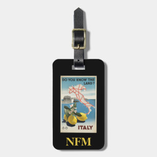Étiquette À Bagage Monogramme Voyage Vintage Italie Carte avec citron