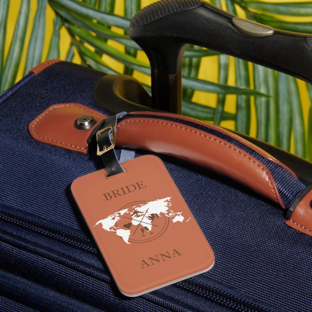 Étiquette À Bagage Monogrammed Voyage Destination Mariée Mariée Lugga (Insitu Rectoal 1)