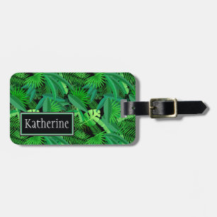 Étiquette À Bagage Monogrammes Feuilles De Palmiers Tropicaux