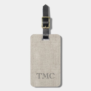 Étiquette À Bagage Monogrammes Initiales Lin Tissu Voyage classique