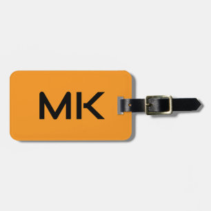 Étiquette À Bagage Monogrammes Orange Noir Initiales Nom Cadeau Favor