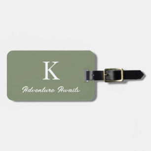 Étiquette À Bagage Monograms Aventure Attend Sage Green Cadeau Favori