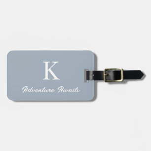 Étiquette À Bagage Monograms Dusty Blue Adventure Attend Don Faveur