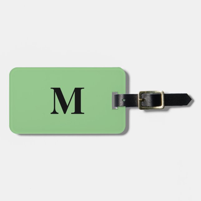 Étiquette À Bagage Monograms Sage Green Black Fête cadeau Favoriser (Devant horizontal)